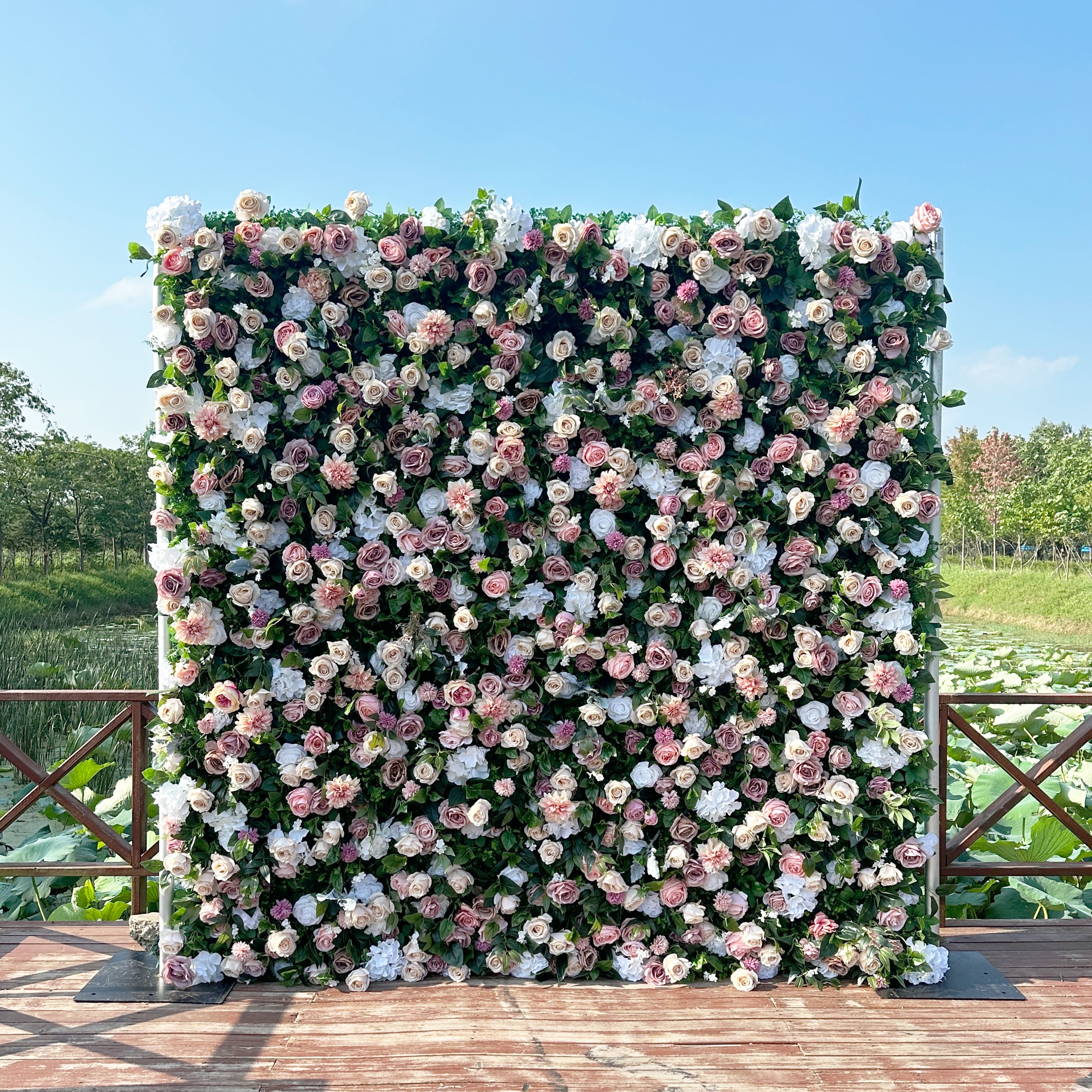 Unique016 ：Unique Limited Fabric Artificial rolling up curtain flower wall （Ready to ship -only USA ）