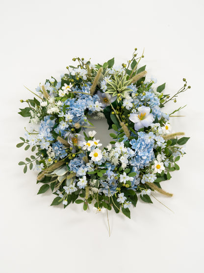 23.6″ Powder Larkspur Bristlegrass Wreath for Wedding or Home Door in Powder Blue Meadow | Cora