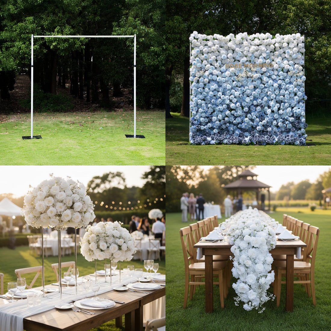 Choose 4-KOL: Stand + 1 Flower Wall (Ombre Blue)+Two Flower Balls + Floral Panel