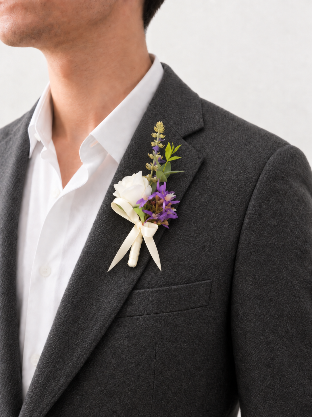 Violet Spray roses, lavender,Parvi Groomsmen&