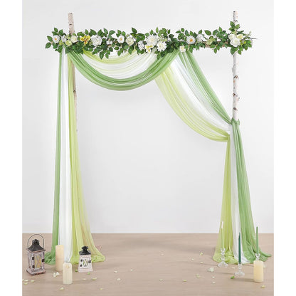 White &amp; Green Wedding Arch Draping Fabric Rose Morning