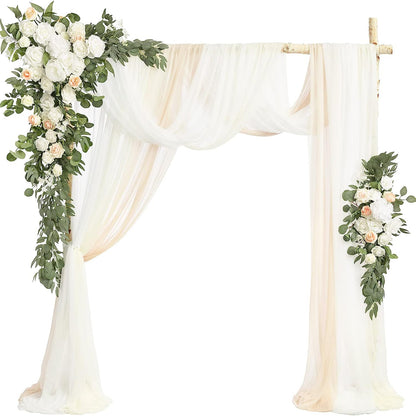 Deluxe Hanging Wedding Arch Flowers with Drapes Kit (Pack of 5) Rose Morning