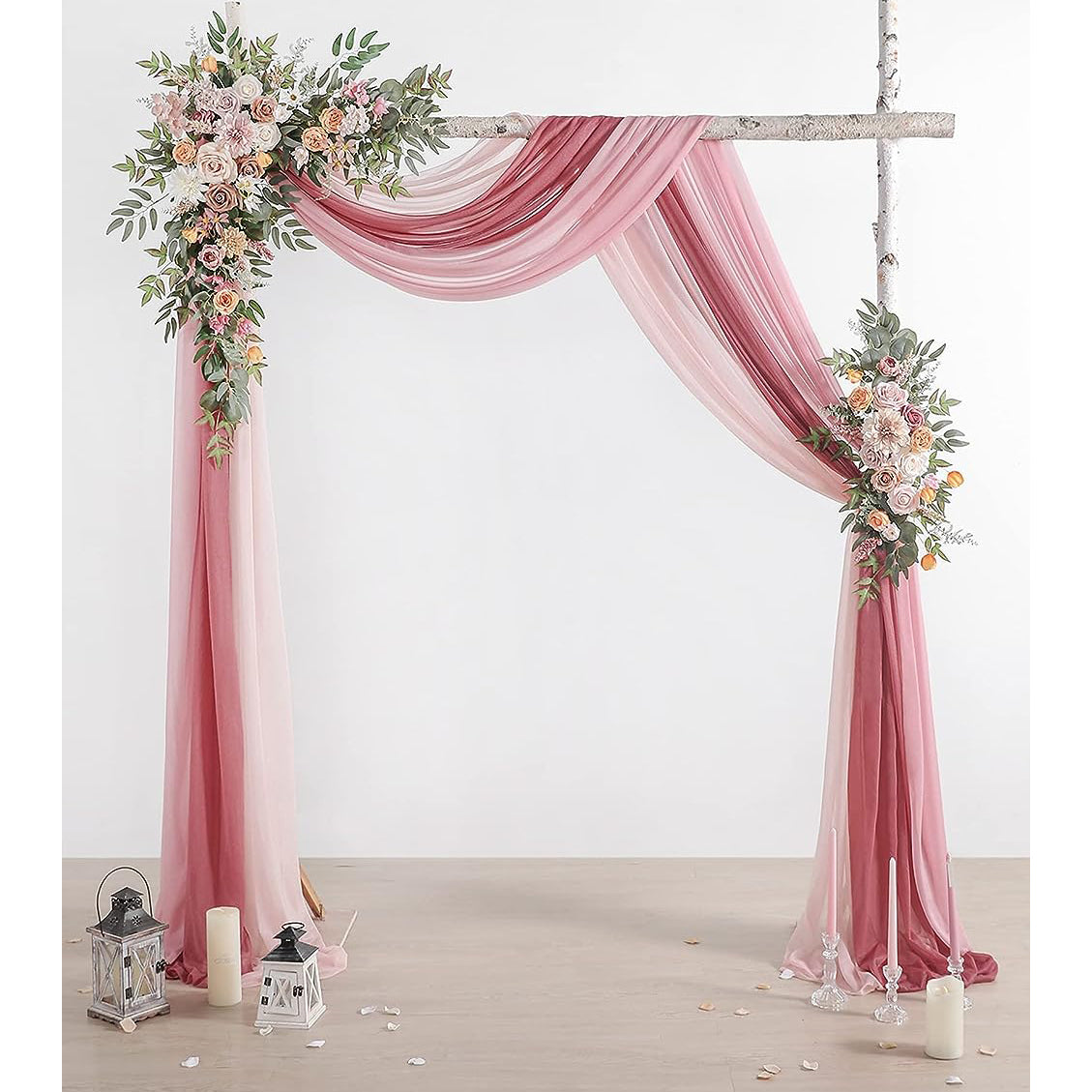 Chic Dusty Rose Wedding Arch Draping Fabric 3 Panels Rose Morning