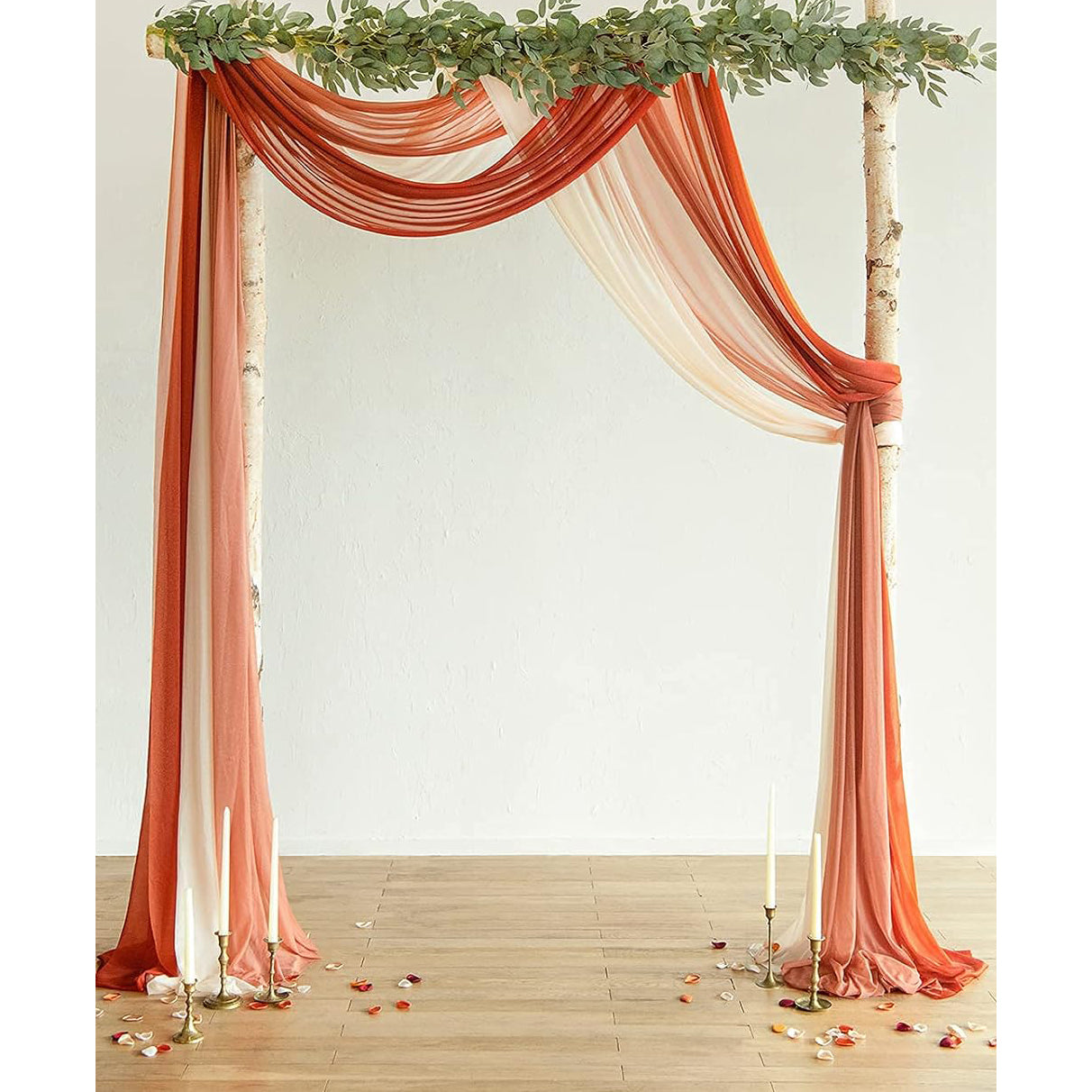 Classic Terracotta Wedding Arch Draping Fabric 3 Panels Chiffon Fabric Drapery Rose Morning