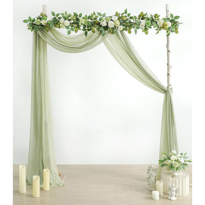 Lemon Green Wedding Arch Draping Fabric 2 Panel Rose Morning