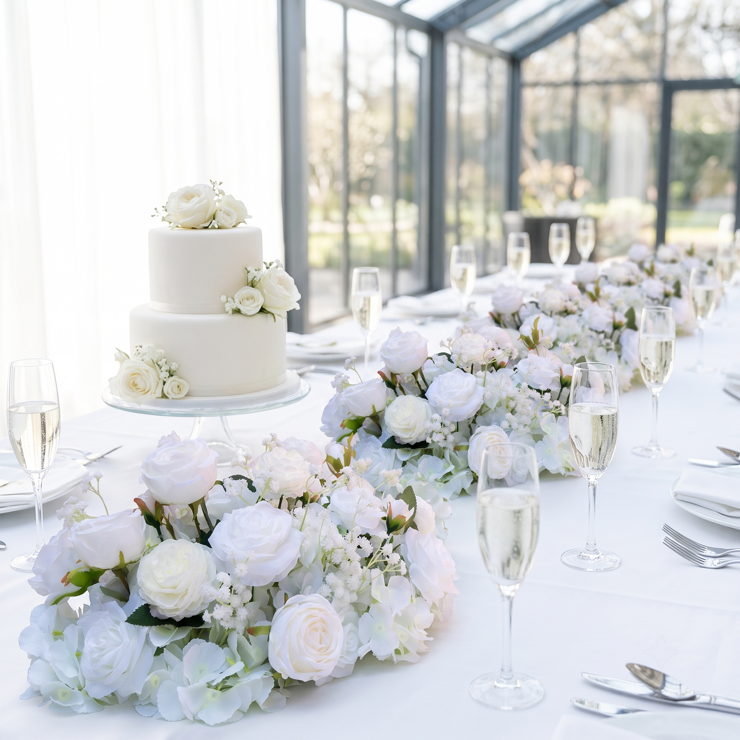 2pcs White Rose Wedding Aisle Flowers,Aisle Flowers for Wedding Ceremony