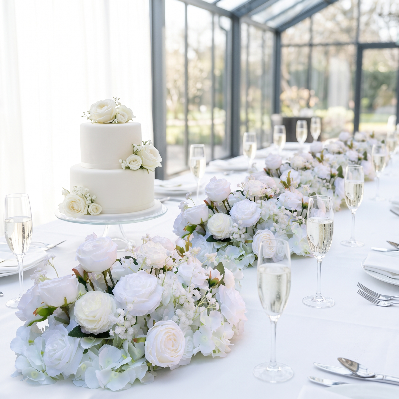 2pcs White Rose Wedding Aisle Flowers,Aisle Flowers for Wedding Ceremony
