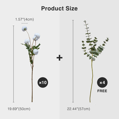 Potfloral Fake Kiku Flowers for-Spring Faux Floral for Home Decor Table Centerpieces(White)