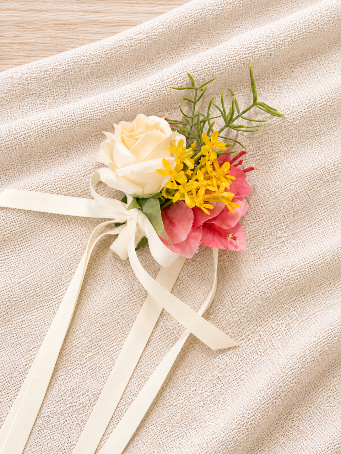 3.5 Inches Delicate Spray Roses &amp; Greenery Wrist Corsage for Wedding Ceremony and Bridal Party in Coral &amp; Pink | Grace(Set of 6)