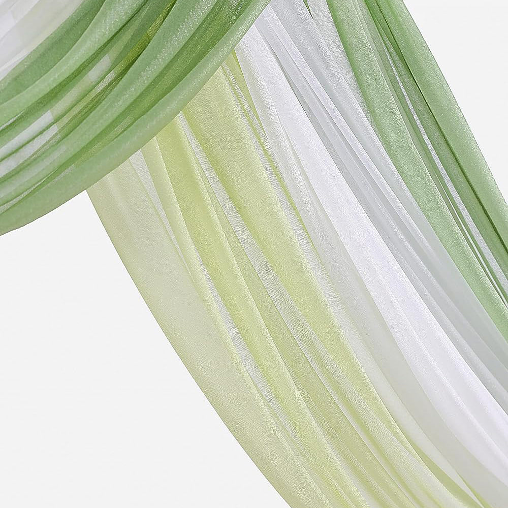 White &amp; Green Wedding Arch Draping Fabric Rose Morning