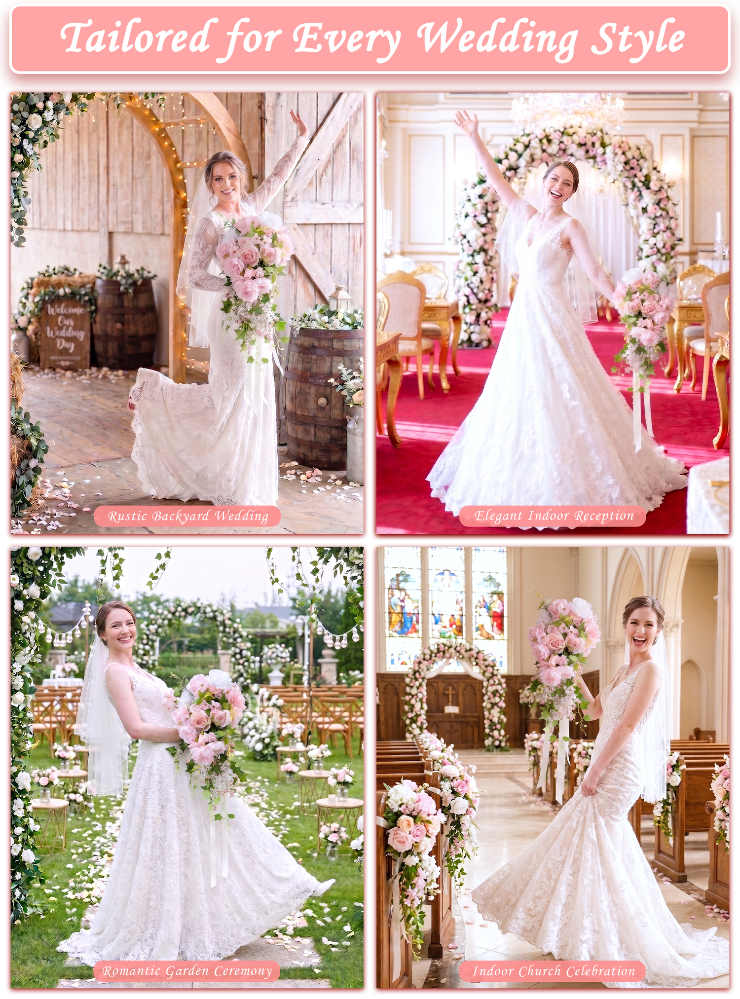 Cascade- Bridal Bouquet 13.7"x23.6&