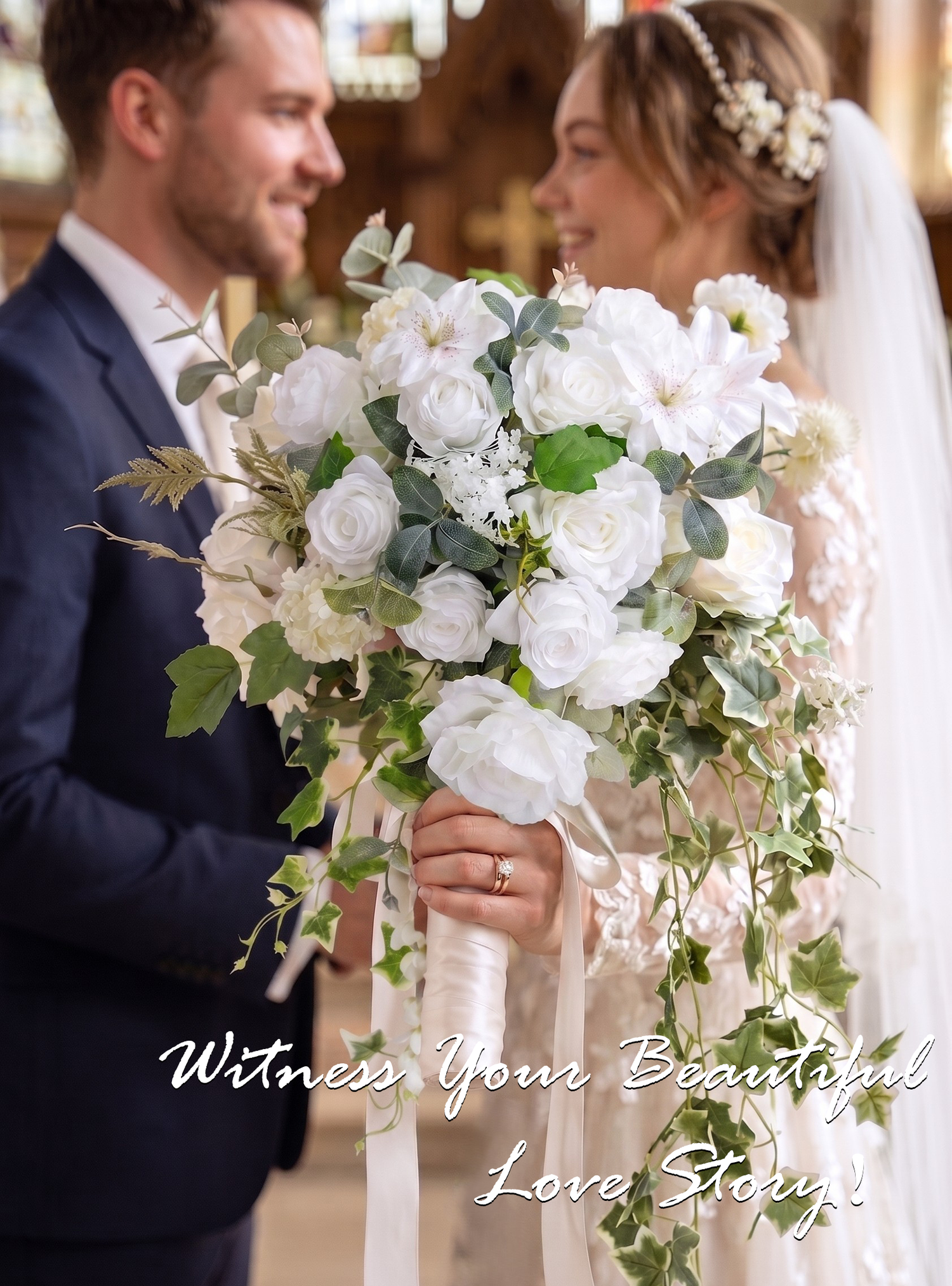 Dewdrop- Bridal Bouquet 13.7"x23.6&