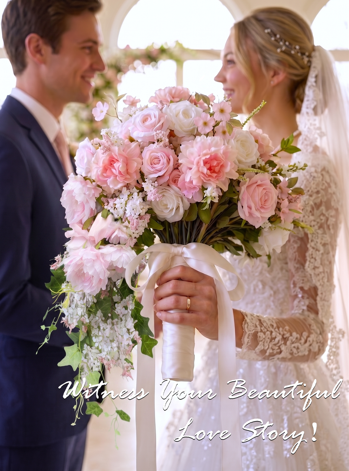 Cascade- Bridal Bouquet 13.7"x23.6&