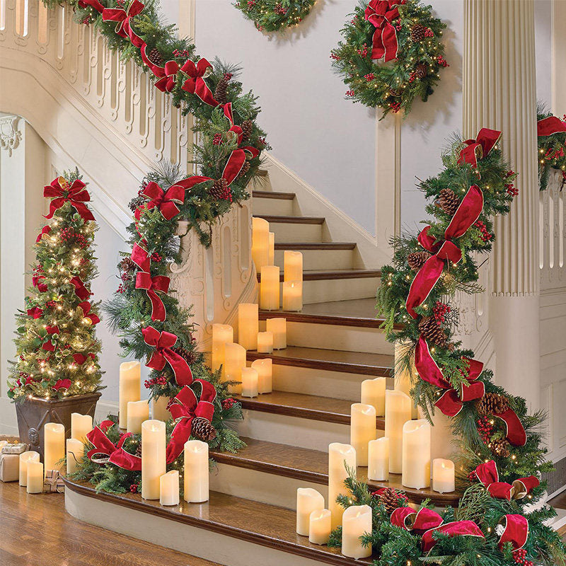 106 inches Luxury Greenery Christmas Garland with Pine Cones and Soft Lights