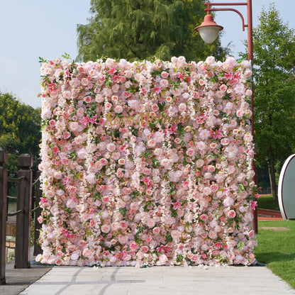 Alice：5D Fabric Artificial rolling up curtain flower wall