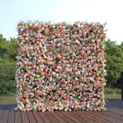 Amanda：5D Fabric Artificial rolling up curtain flower wall