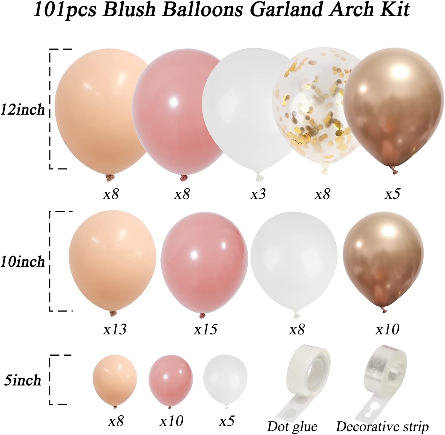 This is a set of 3 sets of blush balloons garland arch kits, perfect for girls&