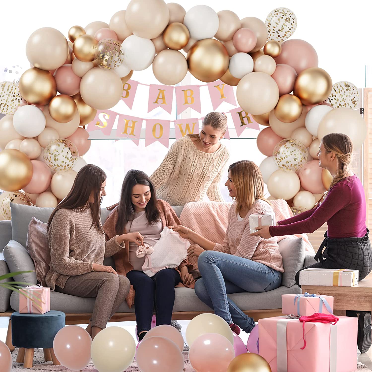 This is a set of 3 sets of blush balloons garland arch kits, perfect for girls&