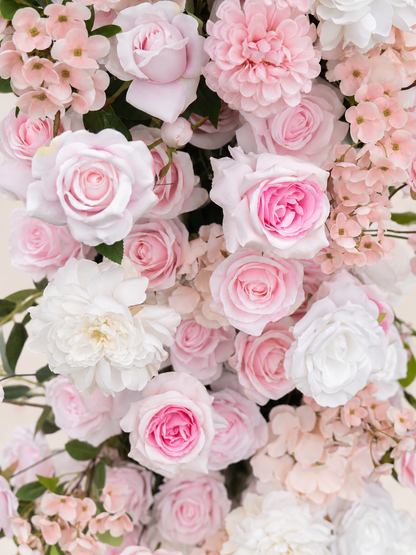 Elsie: Pink Wedding Background Arch KT Backdrop Decorative Flower Row Excludes Frame