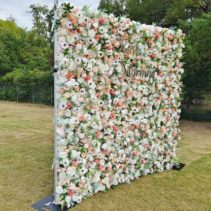 Anna：5D Fabric Artificial rolling up curtain flower wall