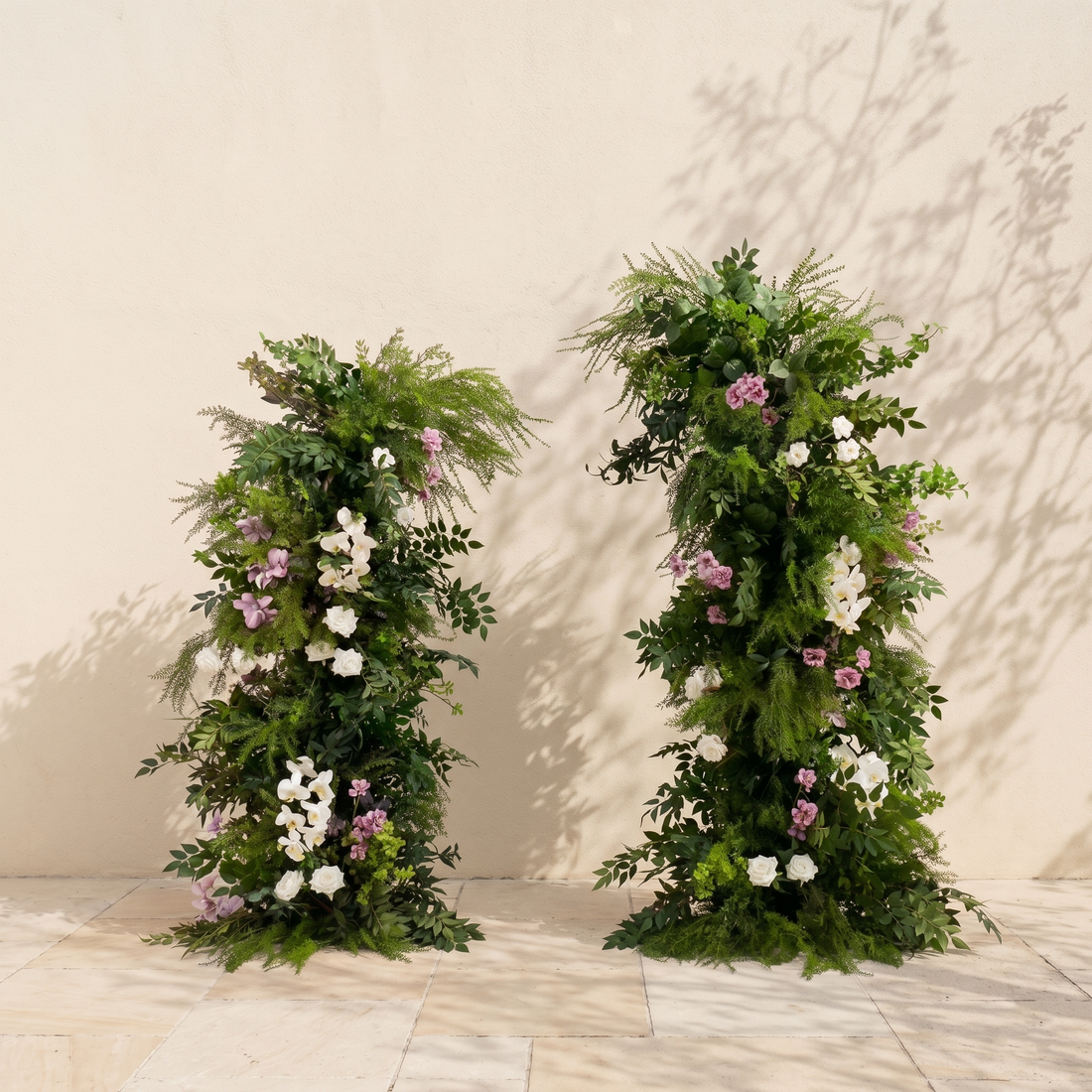Arelvale:Greenery Flower Arch Horn Arch with White&amp;Purple flowers for Weddings&amp;Event Decor Including Frame arelvale front
