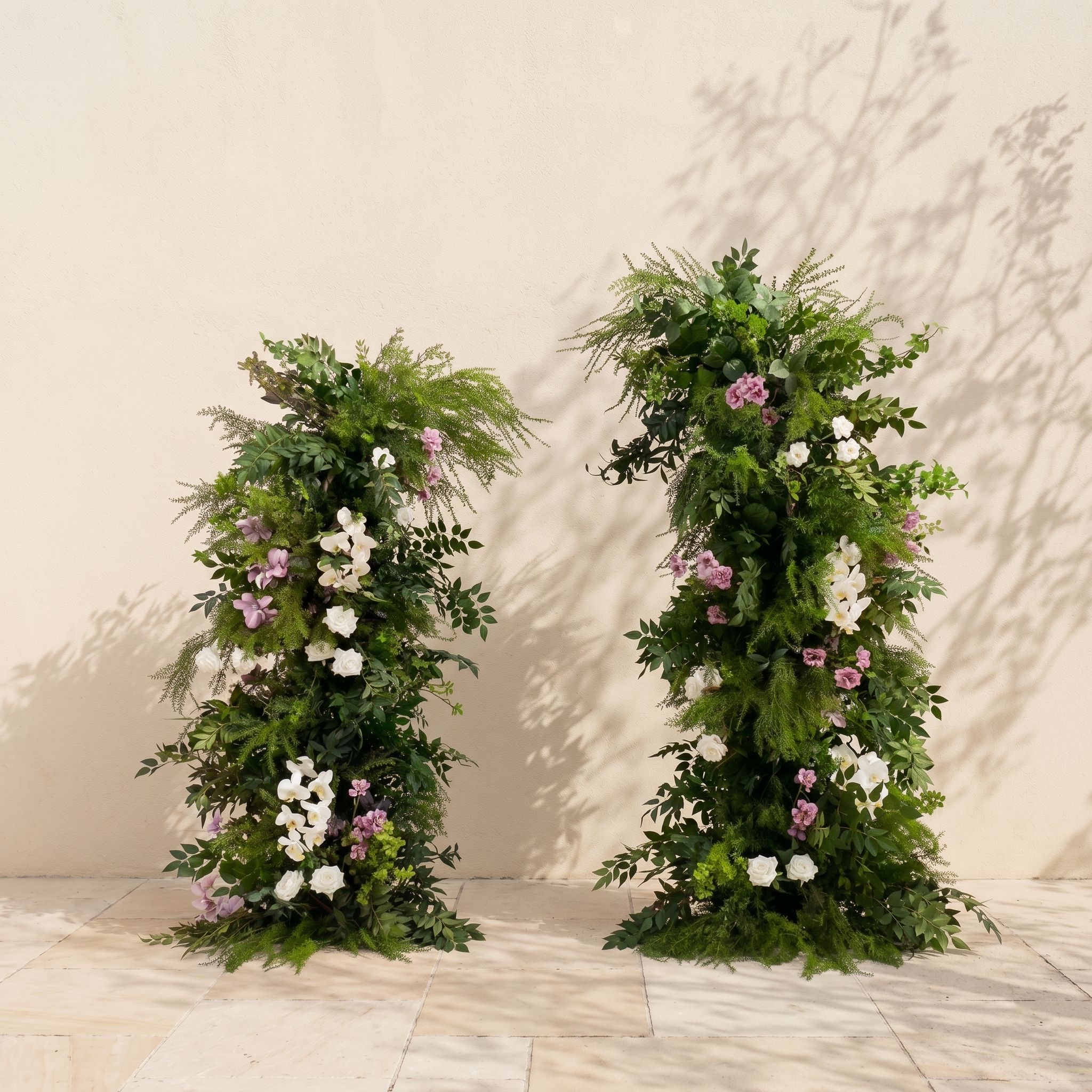 Arelvale:Greenery Flower Arch Horn Arch with White&amp;Purple flowers for Weddings&amp;Event Decor Including Frame arelvale front