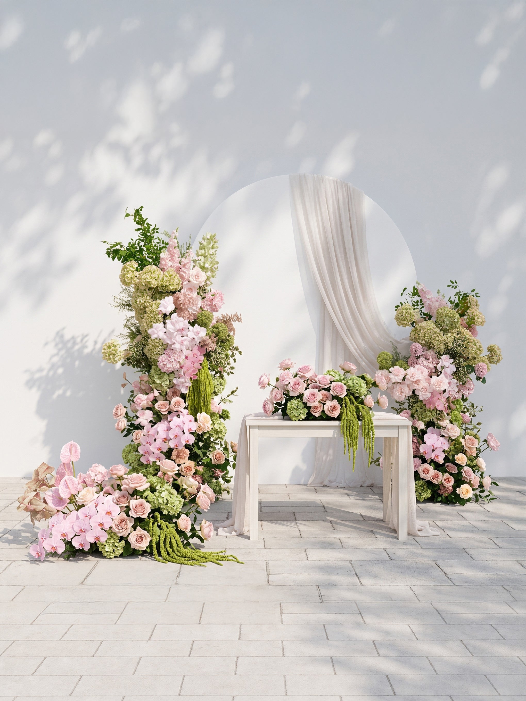 Aurliane: Wedding Full Floral Decor Set Arch Aisle Table Flower Arrangement for Romantic Weddings &amp; Proposals — front view