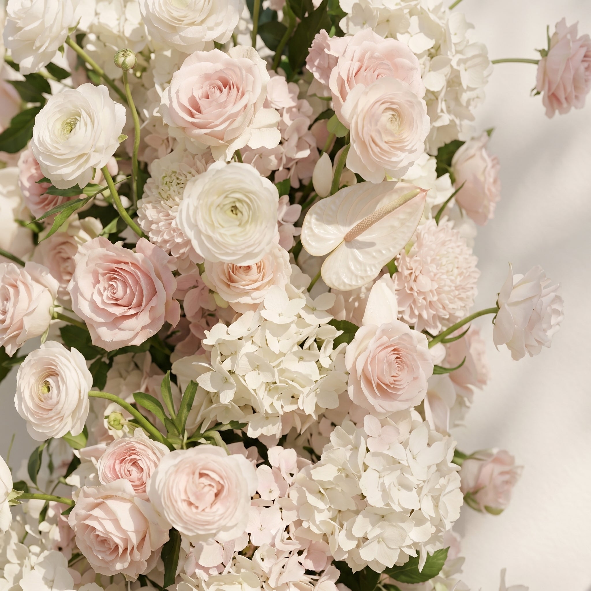 Fenna: Pink White Rose Calla Lily Wedding Background Arch KT Board Decorative Flower Row Excludes Frame