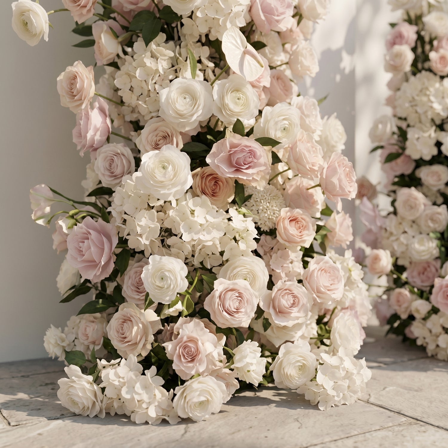 Pink White Rose Calla Lily Wedding Background Arch KT Board Decorative Flower Row Excludes Frame