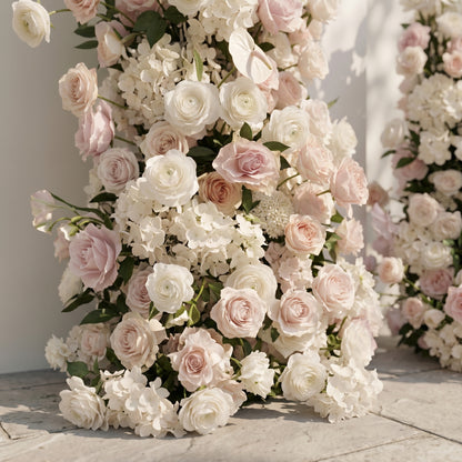 Pink White Rose Calla Lily Wedding Background Arch KT Board Decorative Flower Row Excludes Frame
