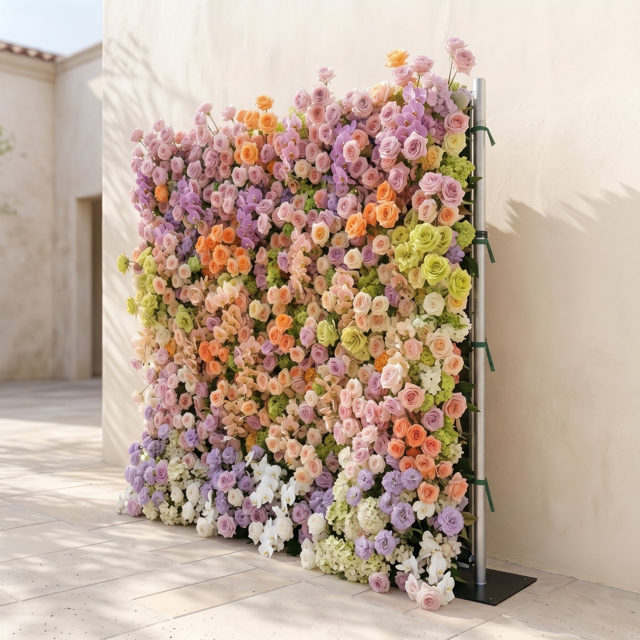 Camilvella: Premium 5D Pastel Rainbow Silk Flower Wall with Cascading Orchids &amp; Hydrangeas for Modern Dreamy Parties