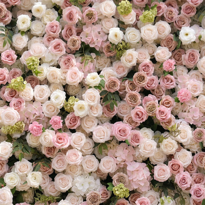 Aurorae: Luxury 4D Pink &amp; White Rose &amp; Orchid Silk Floral Wall with Lush Greenery Backdrop for Garden Weddings