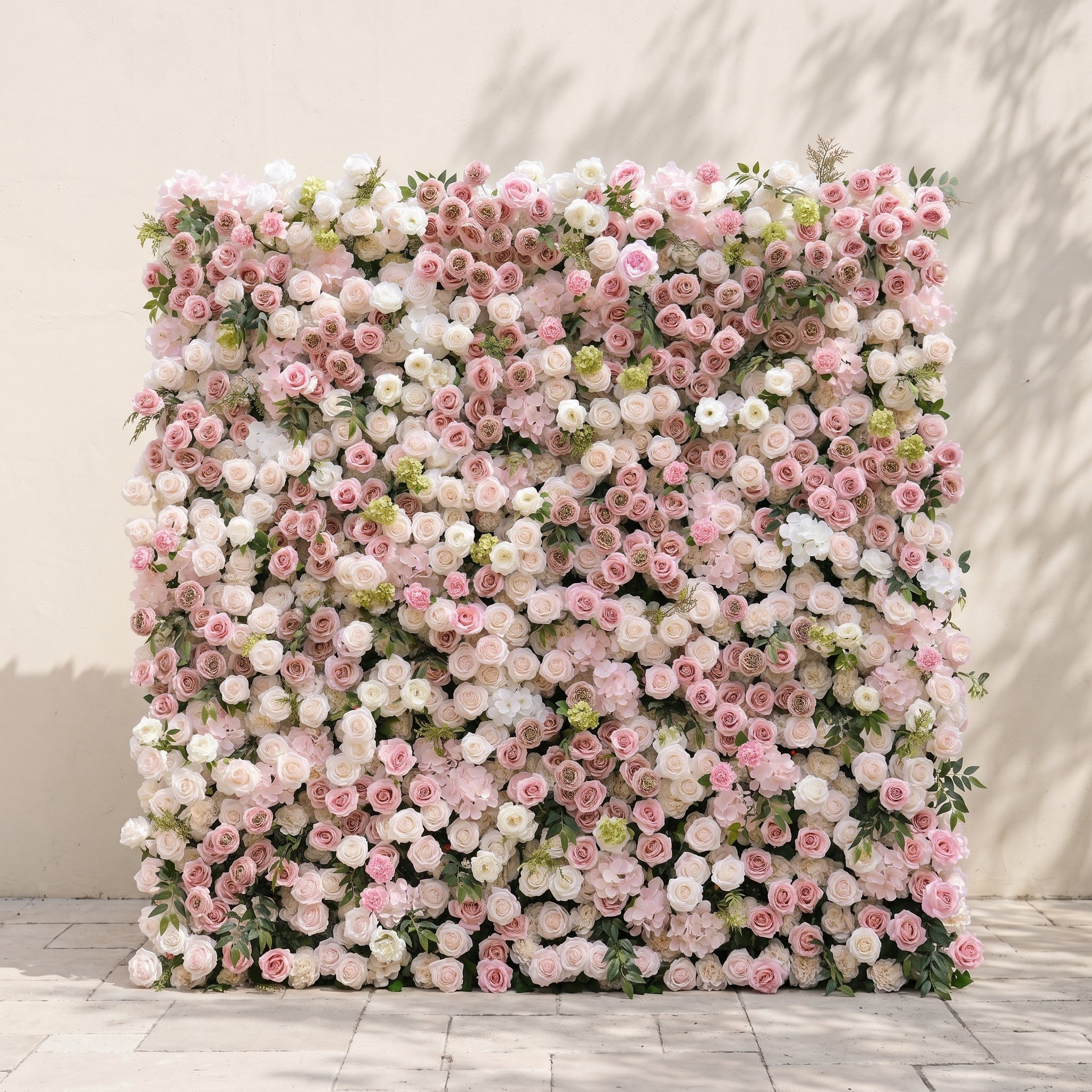 Aurorae: Luxury 4D Pink &amp; White Rose &amp; Orchid Silk Floral Wall with Lush Greenery Backdrop for Garden Weddings