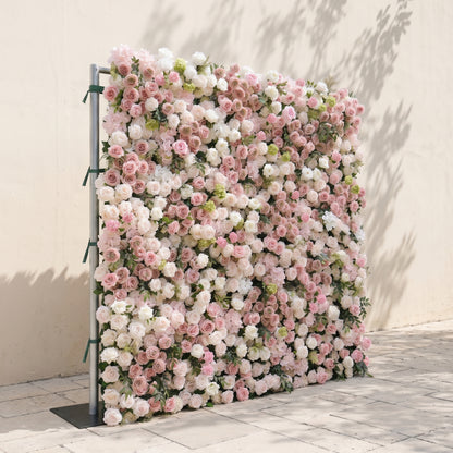 Aurorae: Luxury 4D Pink &amp; White Rose &amp; Orchid Silk Floral Wall with Lush Greenery Backdrop for Garden Weddings