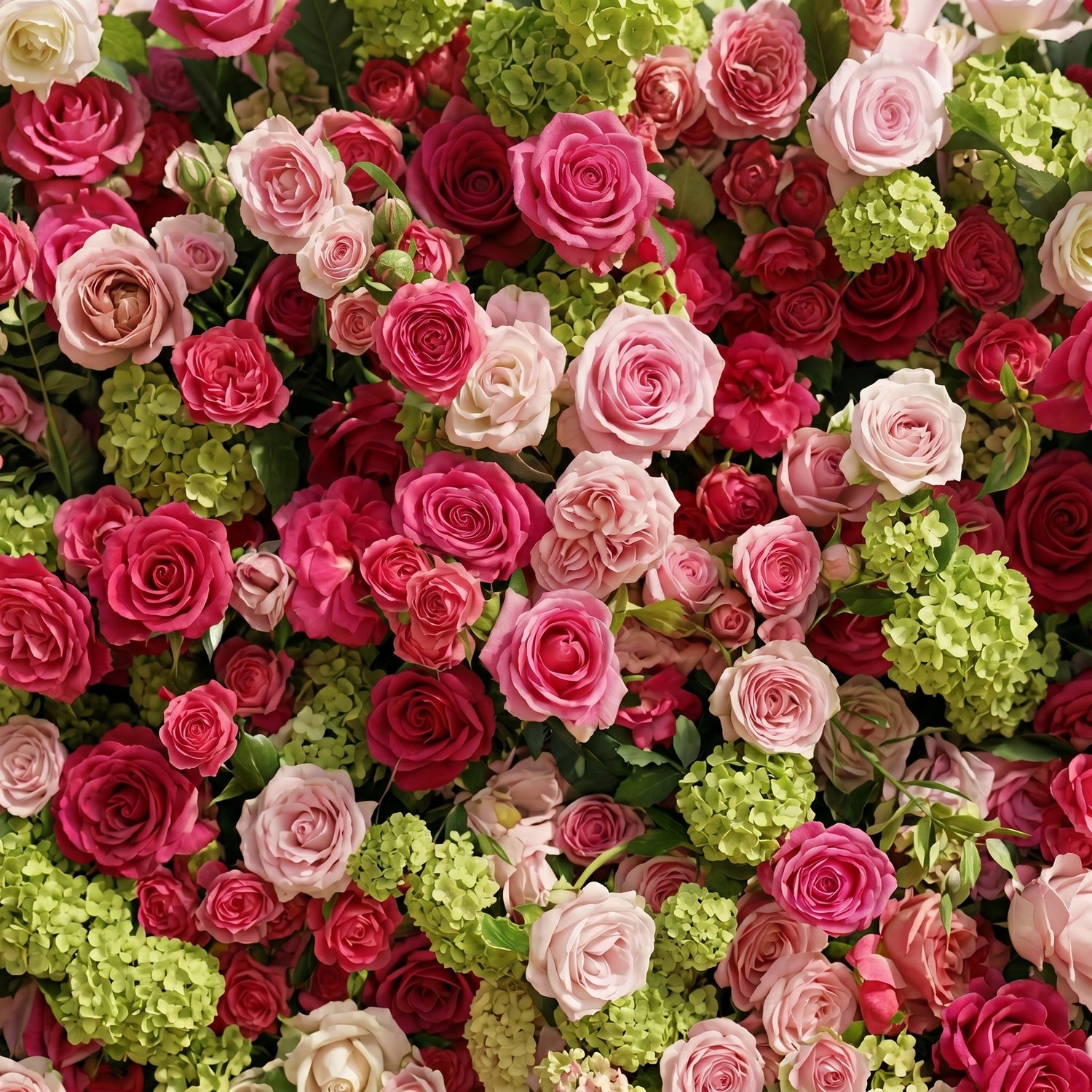 Auryne: Luxury 5D Hot Pink &amp; Green Silk Floral Wall Roll-Up Fabric Backdrop for Vibrant Summer Parties &amp; Events