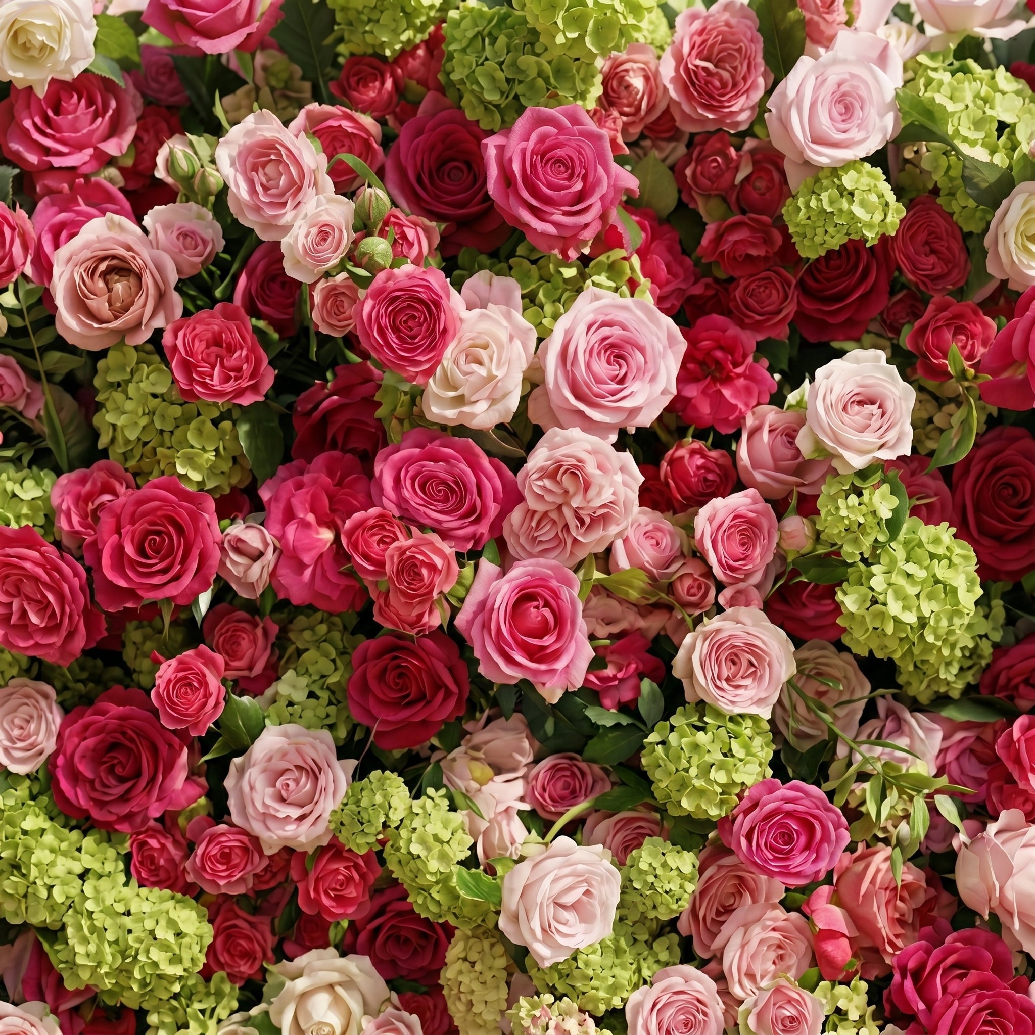 Auryne: Luxury 5D Hot Pink &amp; Green Silk Floral Wall Roll-Up Fabric Backdrop for Vibrant Summer Parties &amp; Events