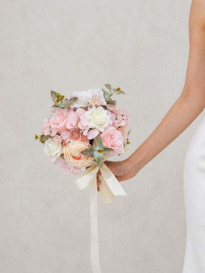 Avelisse-7″ Round Bridesmaids’ Bouquet In Blush Color(Set of 2)