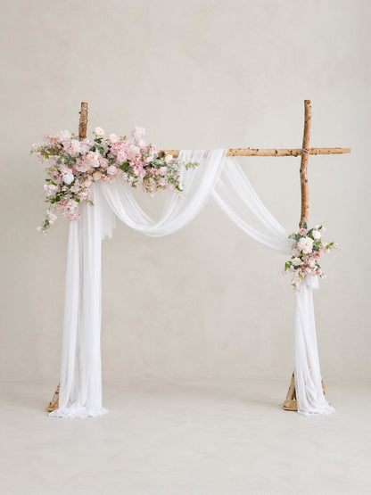 Avelisse-Pink Rose Floral Arch with Draping  for Garden Wedding Backdrop