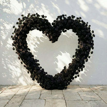 Avenya: Midnight Black Flower Heart Arch Decroation for Luxury Events &amp; Parties