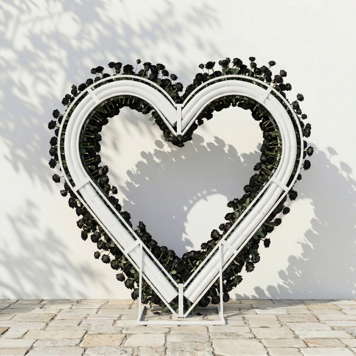 Avenya: Midnight Black Flower Heart Arch Decroation for Luxury Events &amp; Parties