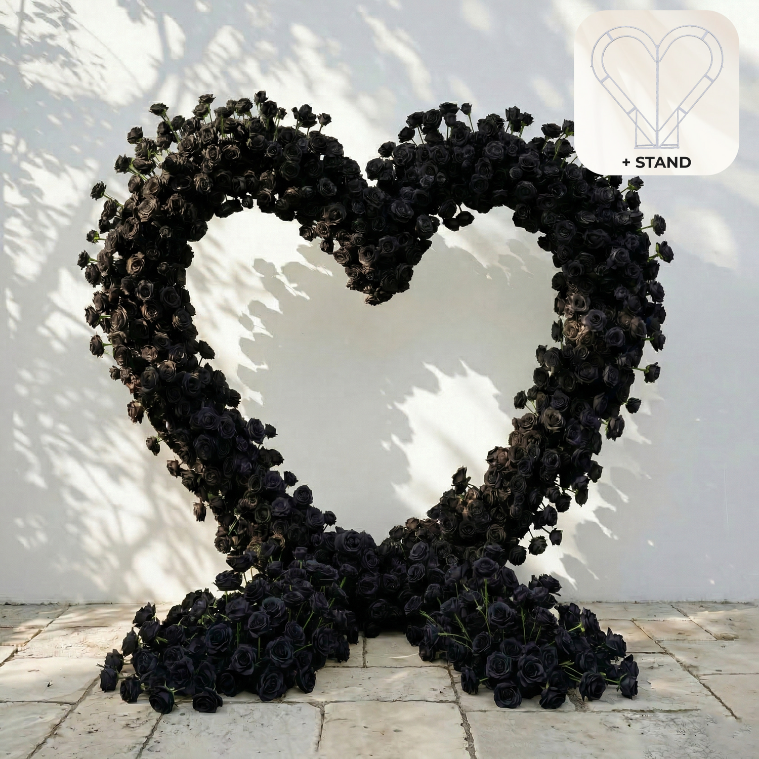 Avenya: Midnight Black Flower Heart Arch Decroation for Luxury Events &amp; Parties