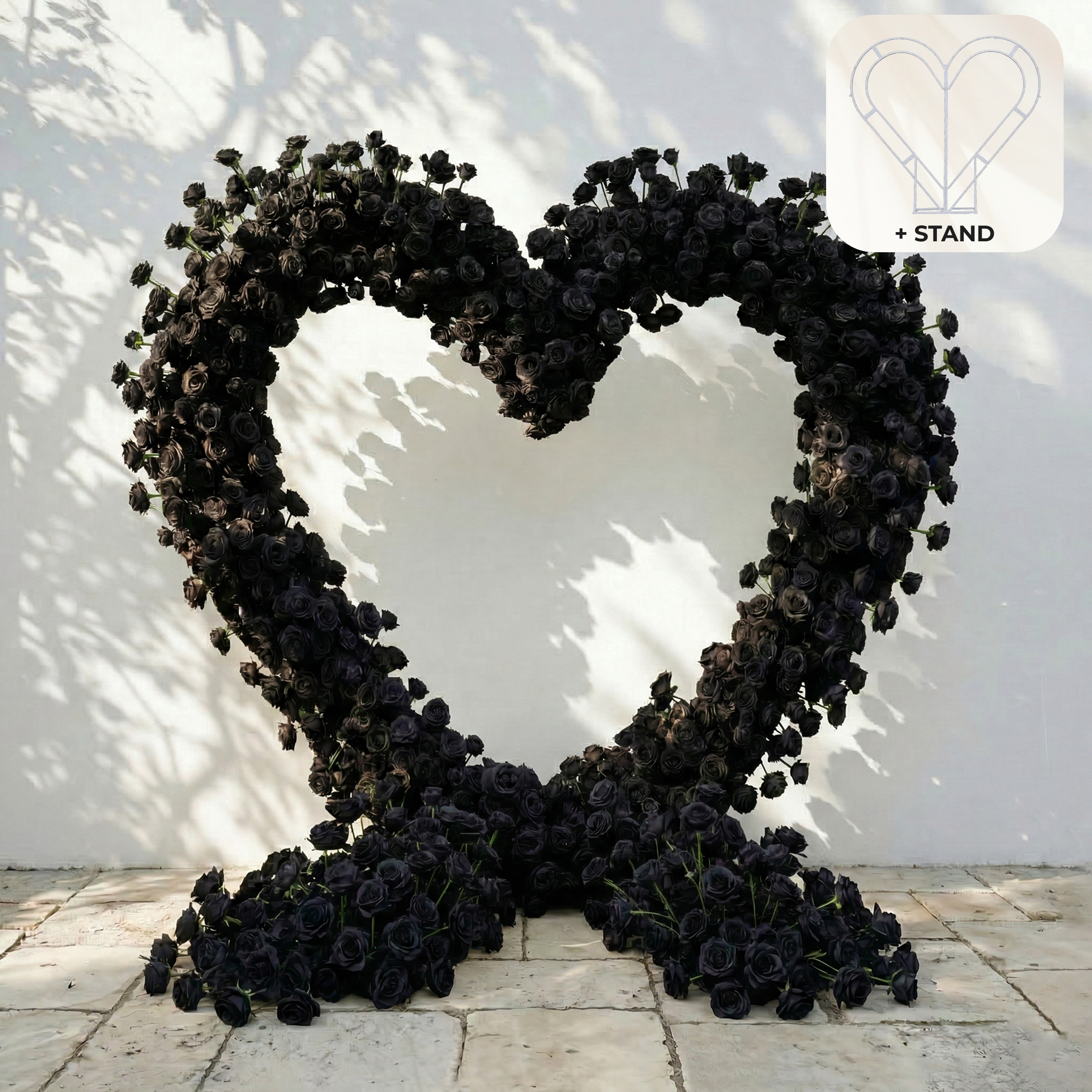 Avenya: Midnight Black Flower Heart Arch Decroation for Luxury Events &amp; Parties