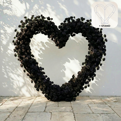 Avenya: Midnight Black Flower Heart Arch Decroation for Luxury Events &amp; Parties