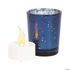 Blue Glitter Glass Votive Candle Holders with Battery-Operated Light Candles Rose Morning