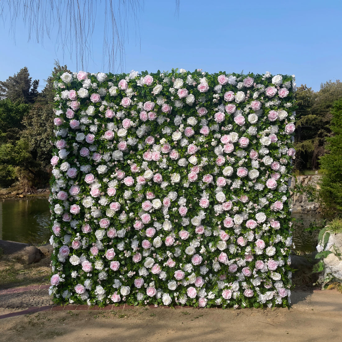 Ballet： Fabric Artificial zip up curtain flower wall 8ft*8ft Rose Morning