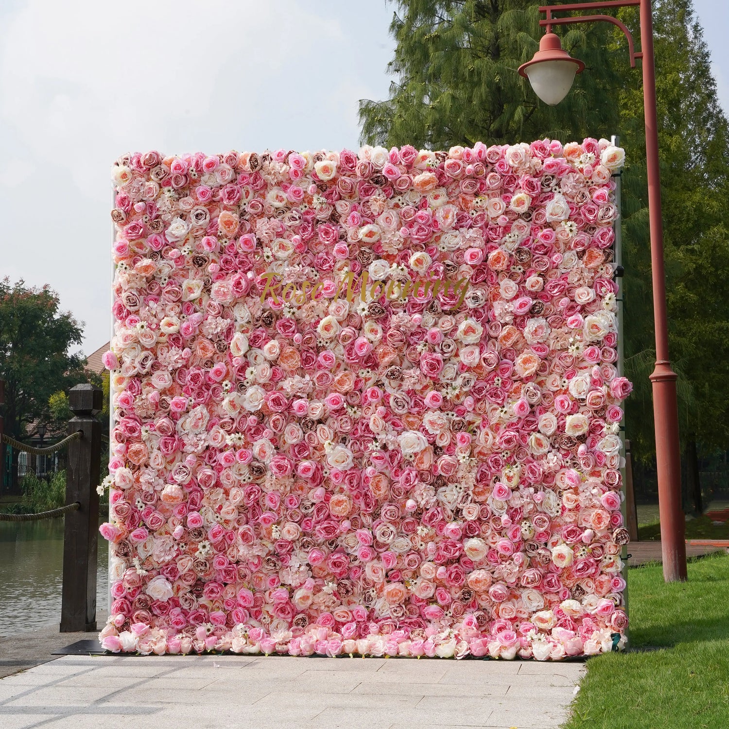 Barbie：5D Fabric Artificial rolling up curtain flower wall (Ready to ship)