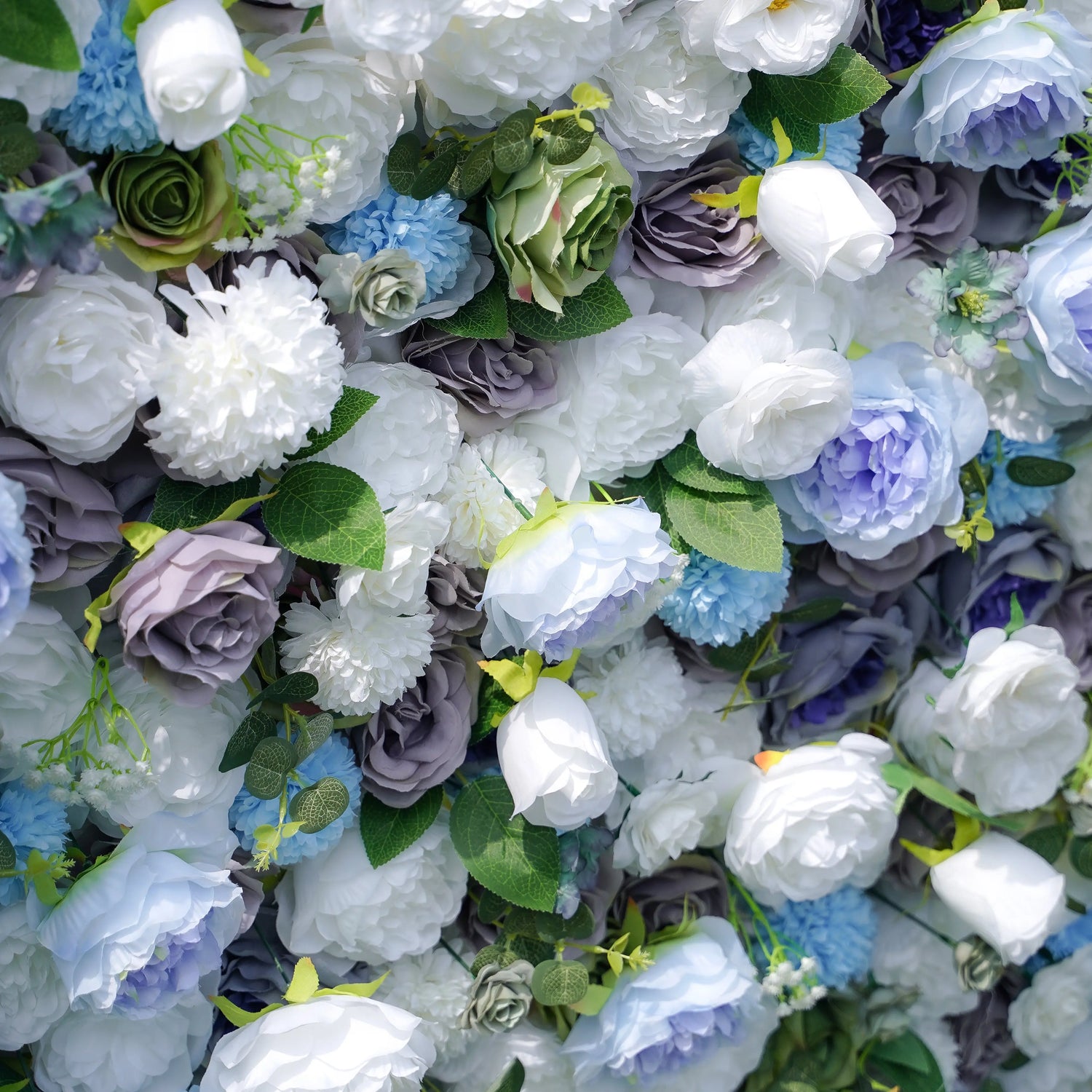 Betty：5D Blue Fabric Artificial rolling up curtain flower wall