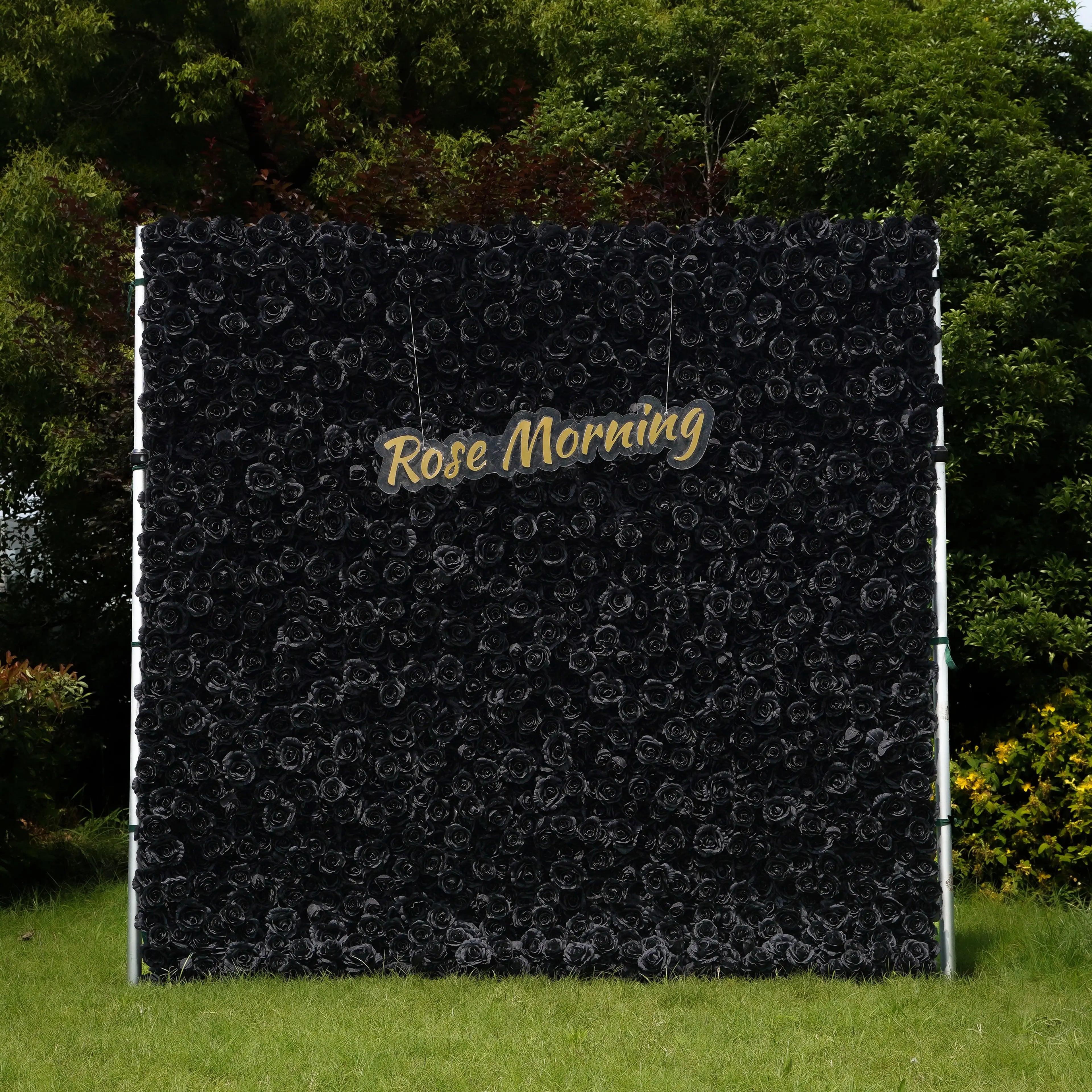 Black：4D Fabric Artificial rolling up curtain flower wall (Ready to ship)