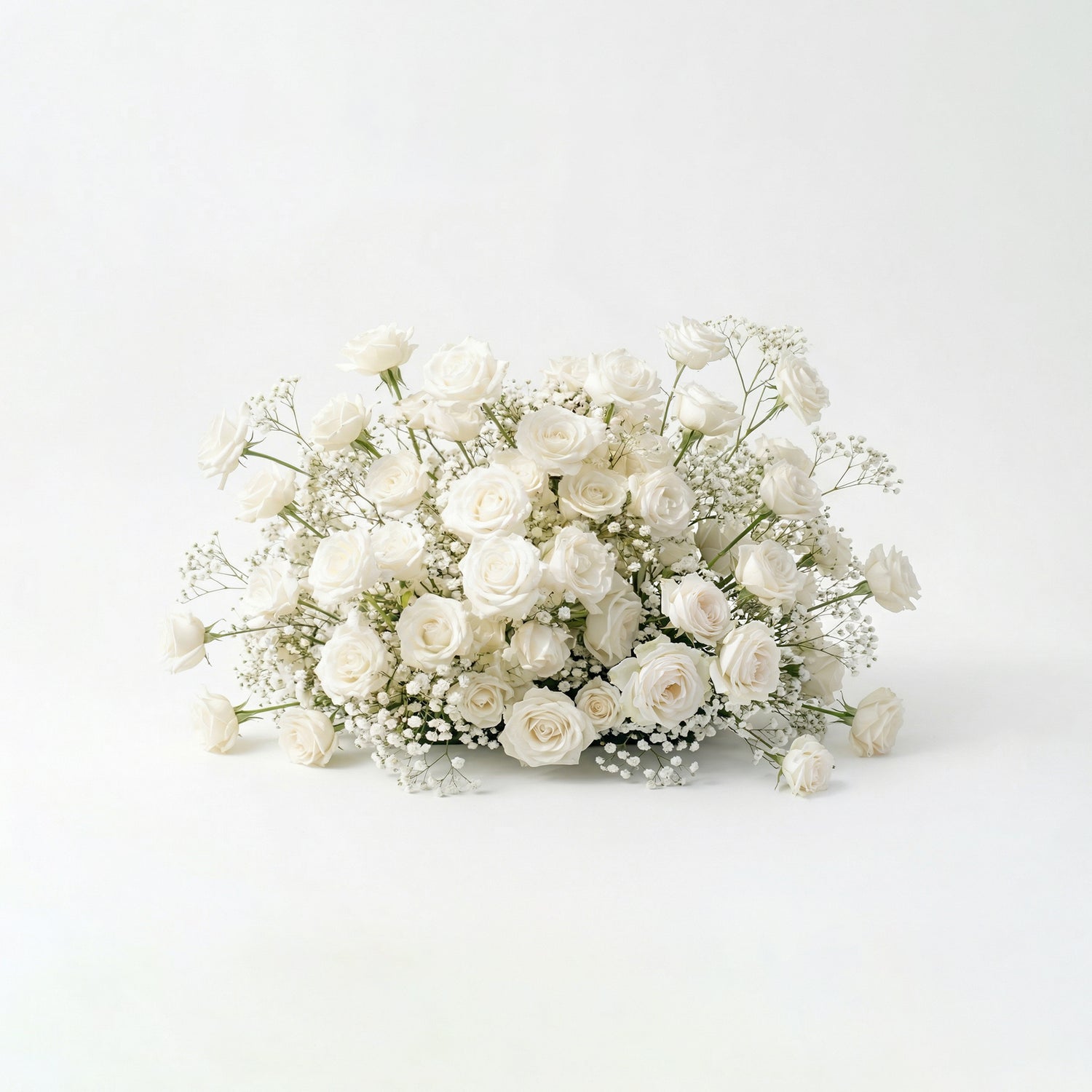 Bloomira: Heart-Shaped All-White Silk Rose and Baby&
