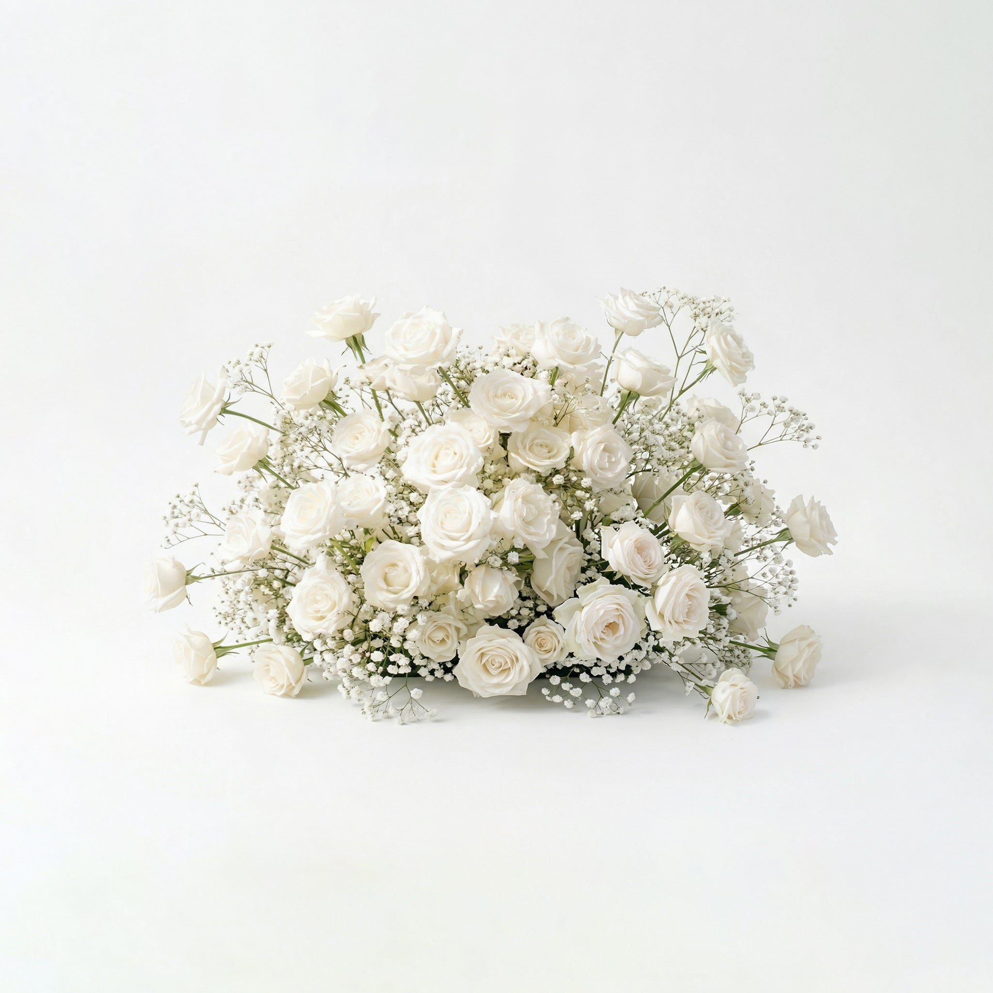 Bloomira: Heart-Shaped All-White Silk Rose and Baby&